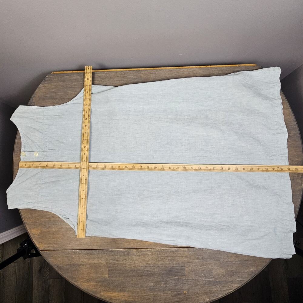 J.Jill Linen Midi Shift Dress Light Aqua Button Hem Breezy Size XL Sleeveless - Picture 8 of 8